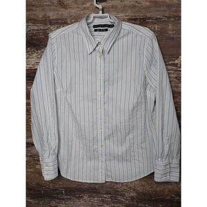 Vintage 90s? Tommy Hilfiger Blue & White Stripped Shirt SZ XL Hong Kong Womens